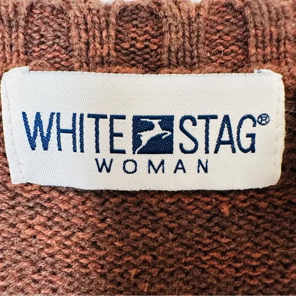 Vintage White Stag Brown Knit Animal Patterns Vest - Picture 7 of 9